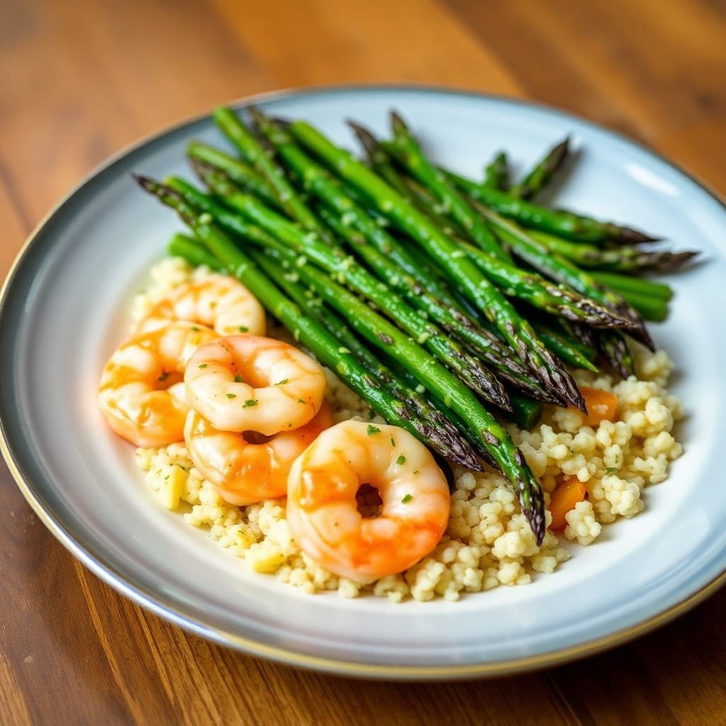 Zesty Lemon-Garlic Shrimp with Roasted Asparagus and Quinoa
