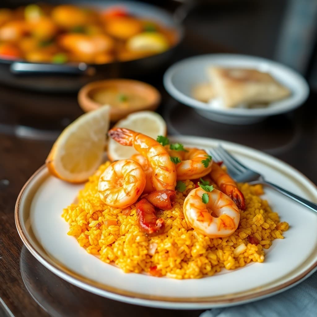 Spanish Paella with Shrimp and Chorizo