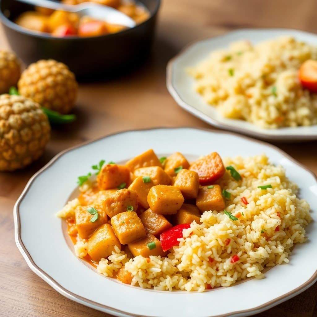 Thai Coconut Curry Chicken with Pineapple Fried Rice