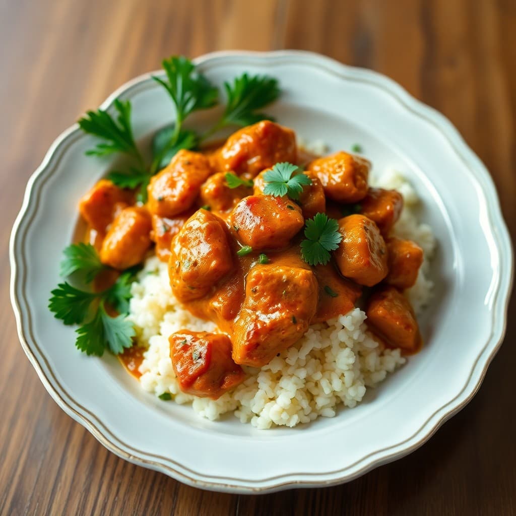 Spicy Thai Coconut Curry Chicken with Cauliflower Rice