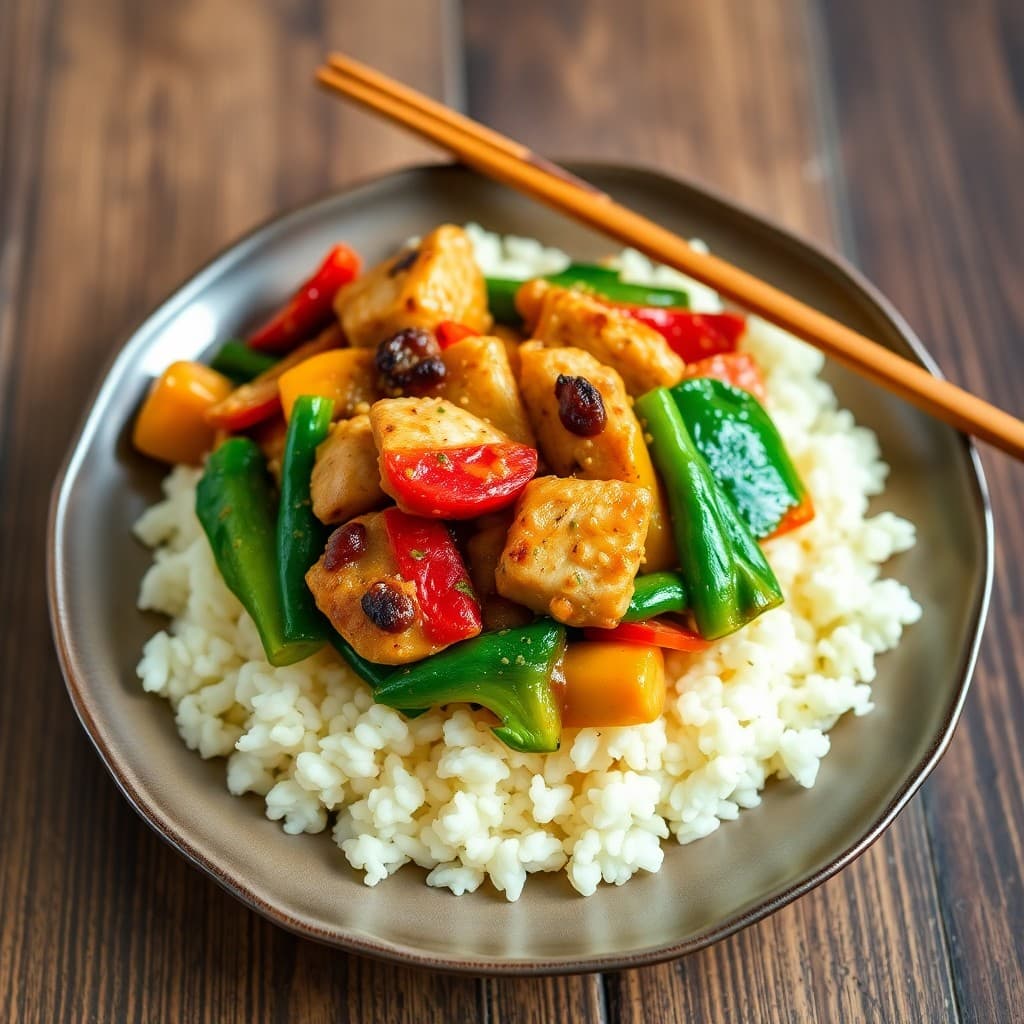 Seared Ginger-Lime Chicken Stir-Fry with Cauliflower Rice