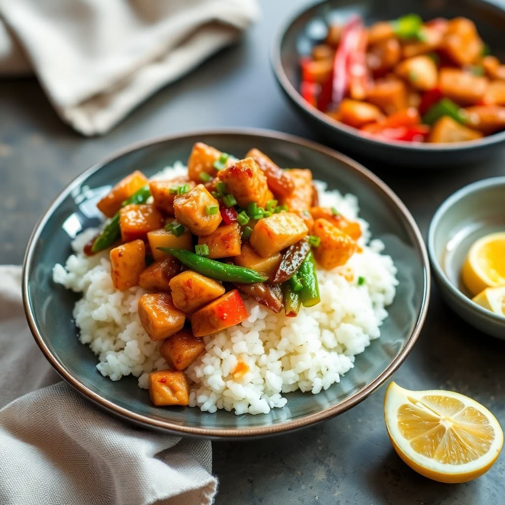 Zesty Korean Chicken Stir-Fry with Cauliflower Rice