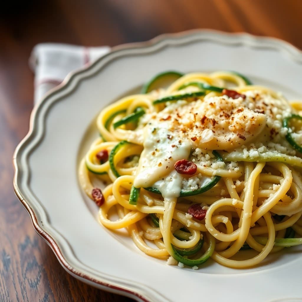 Roasted Garlic and Parmesan Zucchini Noodles