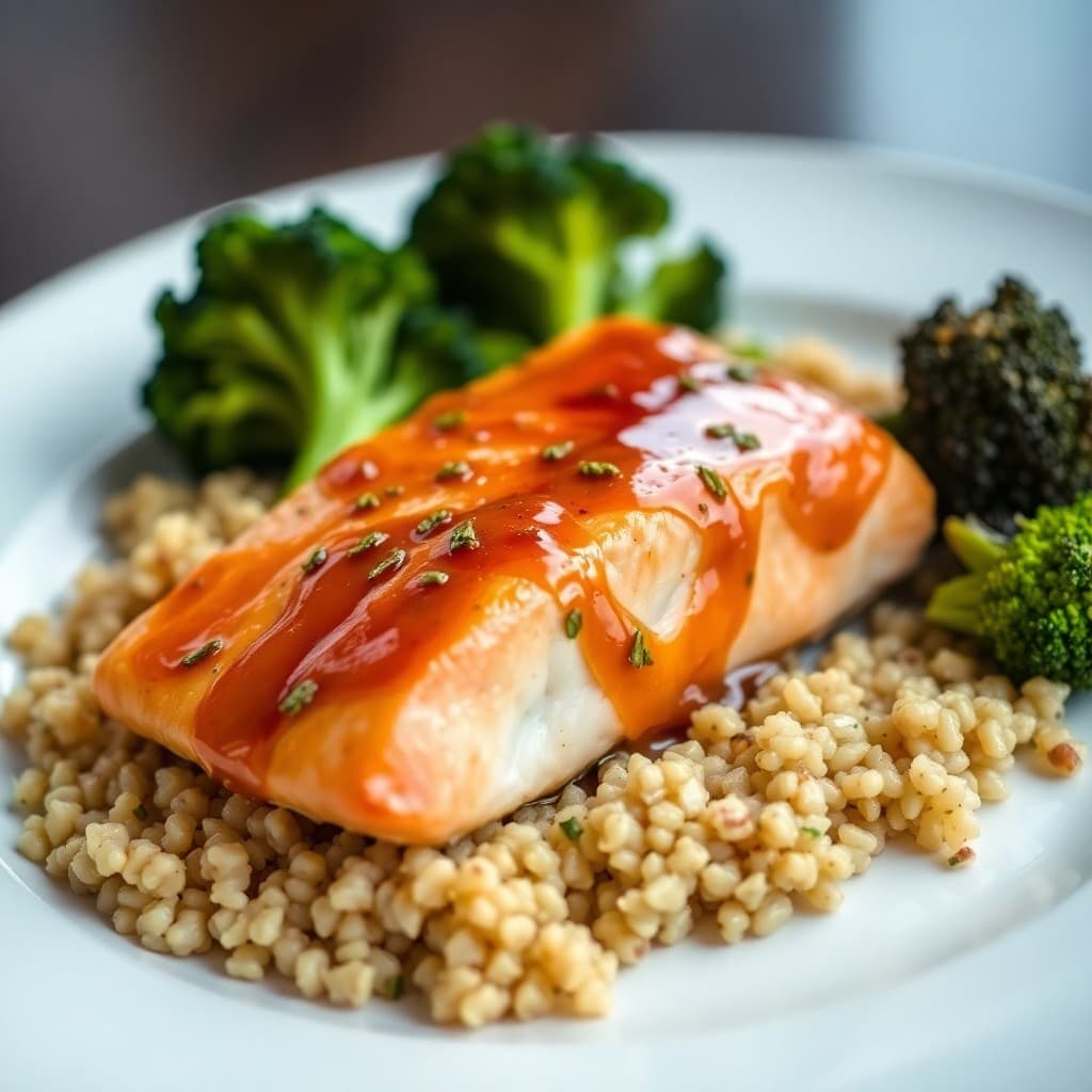 Honey Garlic Glazed Salmon with Roasted Broccolini and Quinoa