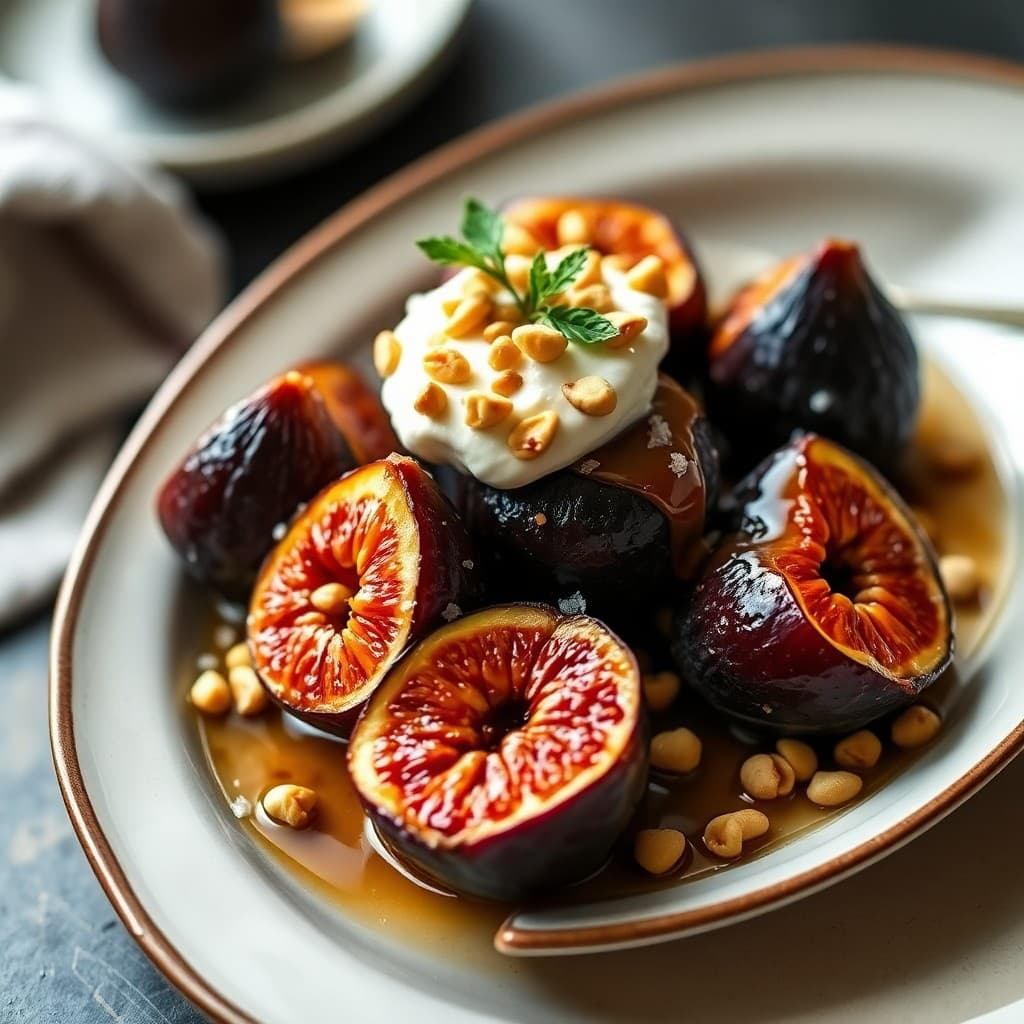 Greek Honey-Roasted Figs with Whipped Mascarpone & Crushed Pistachios