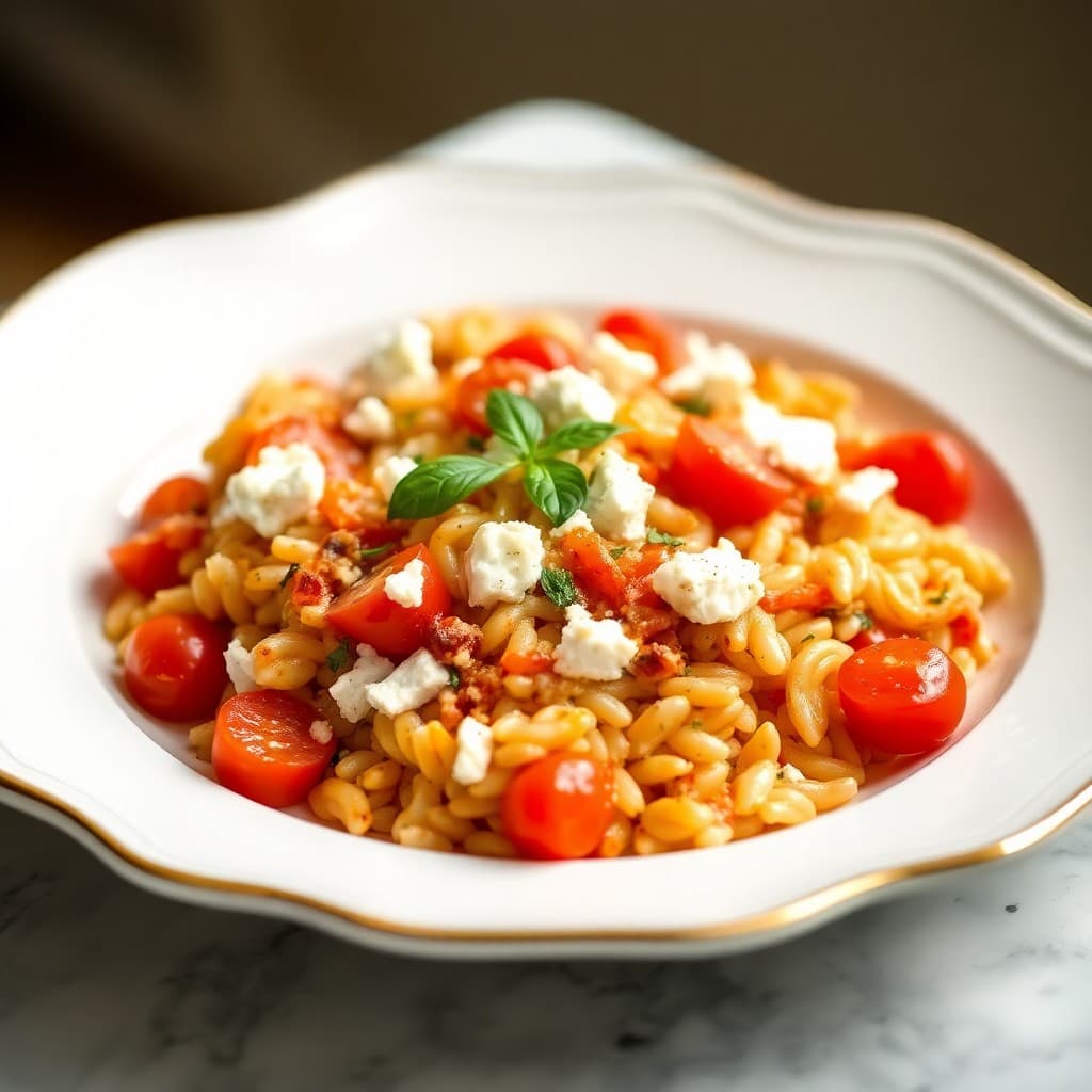 Baked Feta & Tomato Orzo Casserole