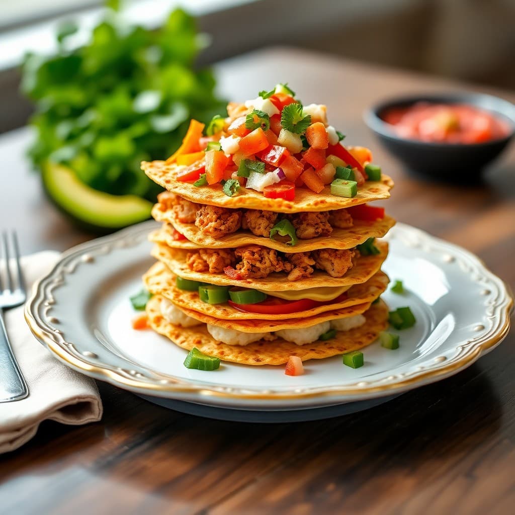 Zesty Chicken Tostada Stacks