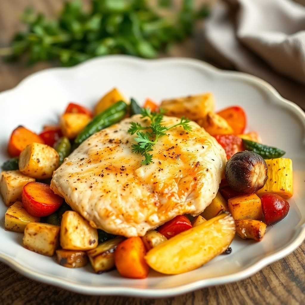 Zesty Lemon Garlic Chicken with Roasted Vegetables