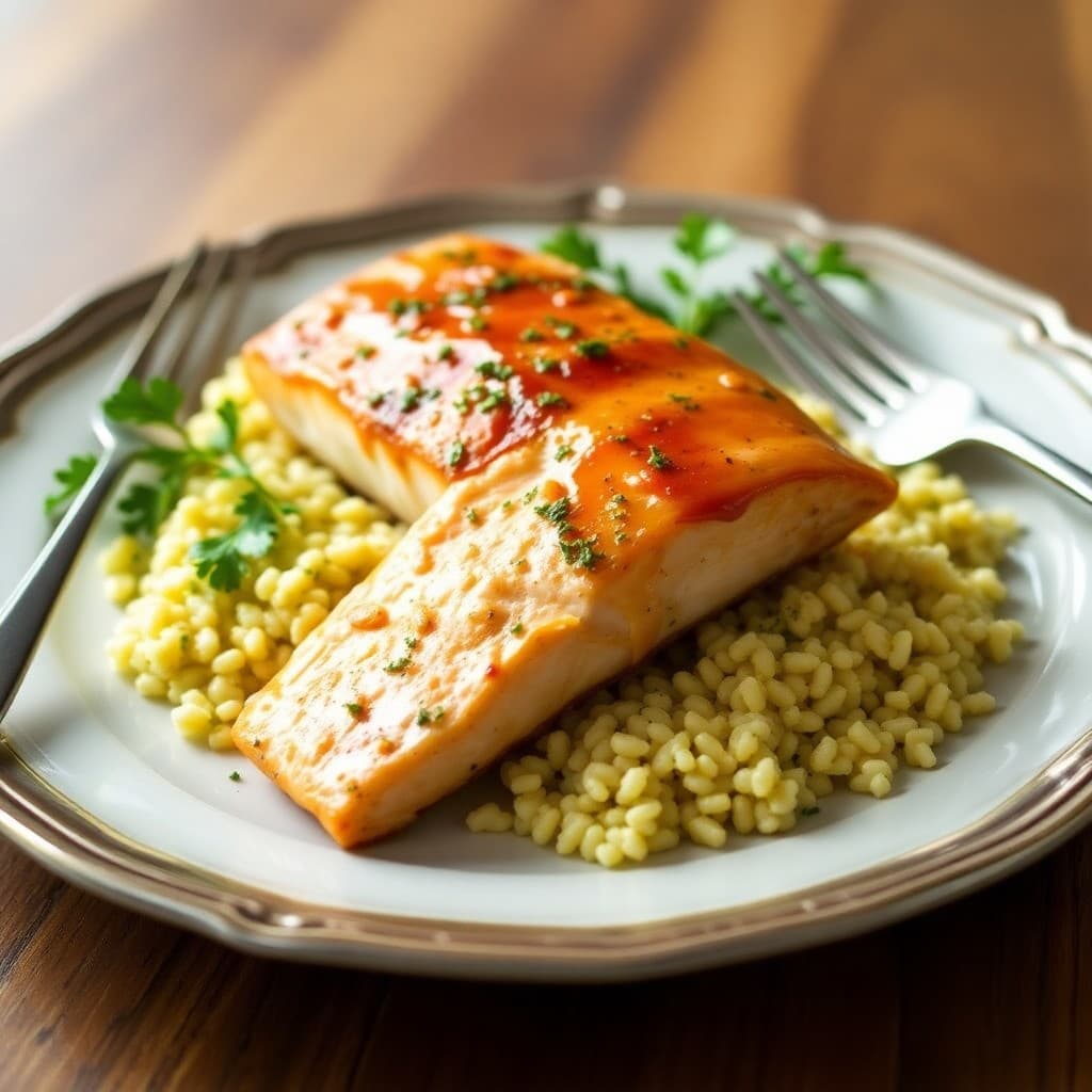 Honey Garlic Glazed Salmon with Lemon-Herb Couscous