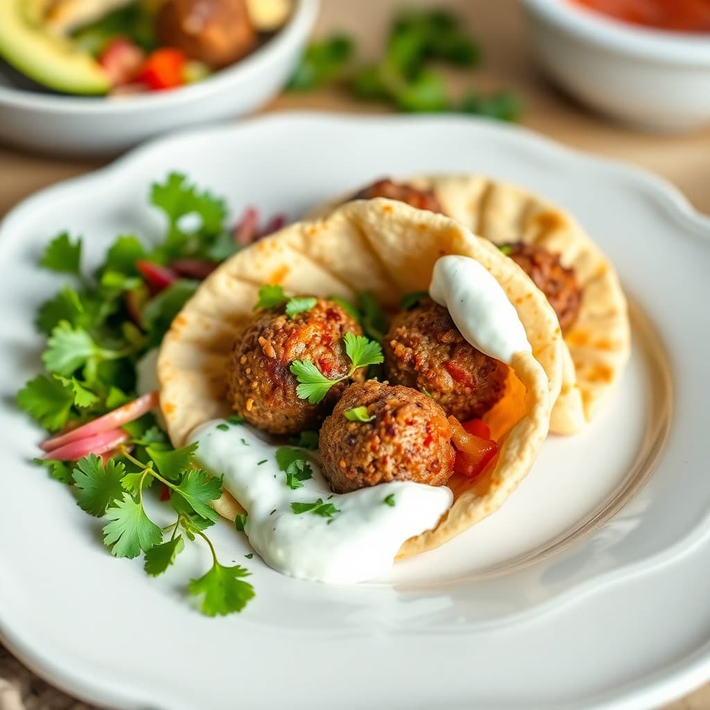 Moroccan Lamb Meatball Pita Pockets