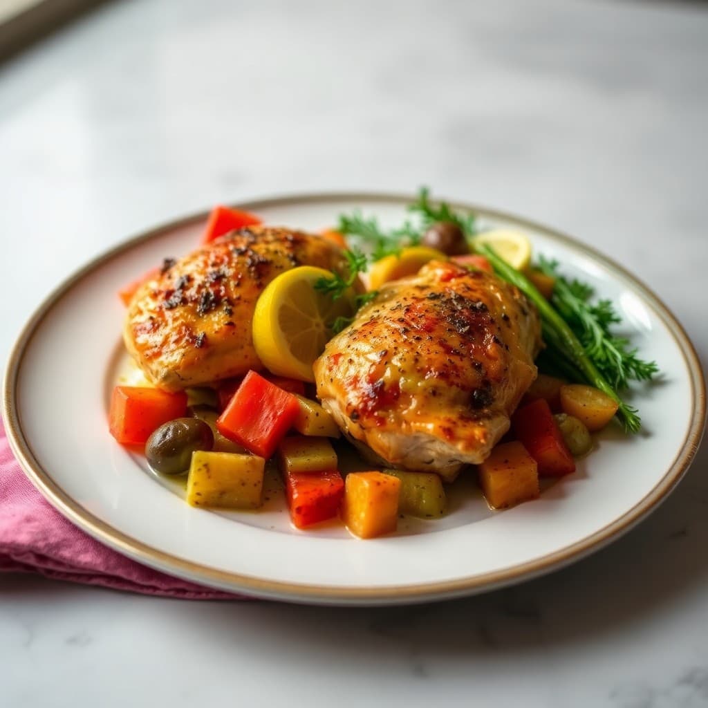 Lemon-Herb Baked Chicken Thighs with Roasted Vegetables