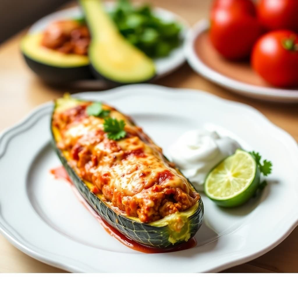 Enchilada Stuffed Zucchini Boats