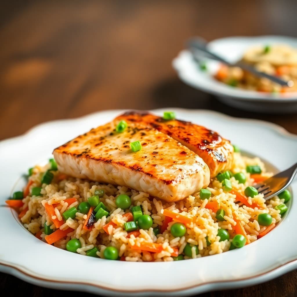 Miso-Glazed Salmon Bowls with Edamame Fried Rice
