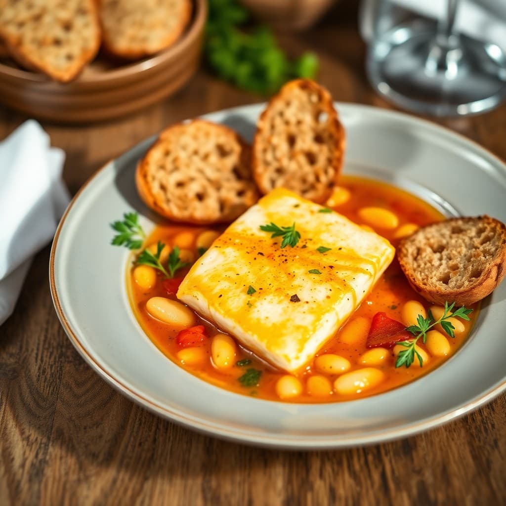 Italian Cioppino with Pan-Seared Halibut & Creamy Saffron Broth