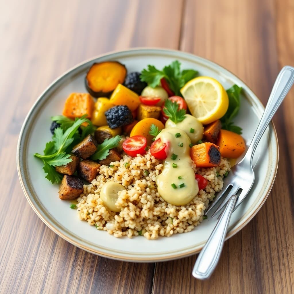 Mediterranean Roasted Veggie and Quinoa Bowl