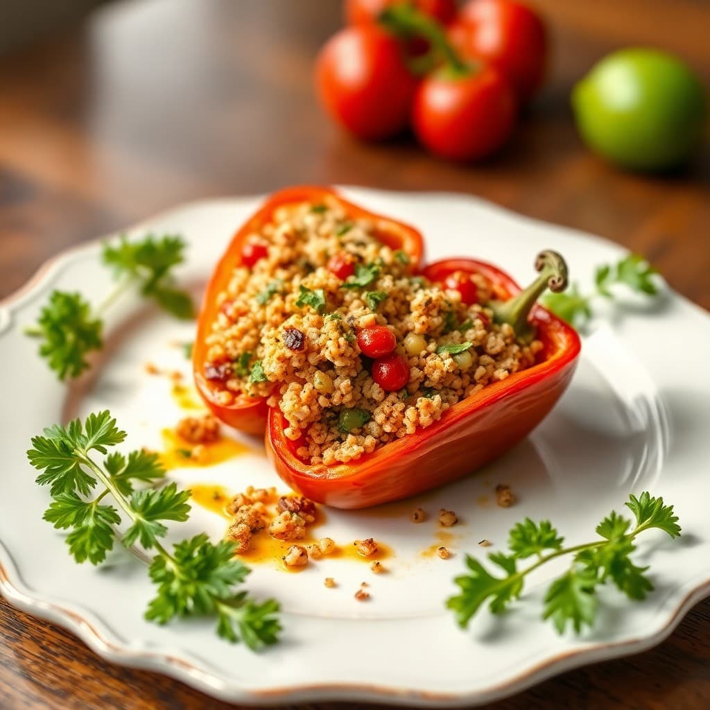 Roasted Vegetable and Quinoa Stuffed Peppers