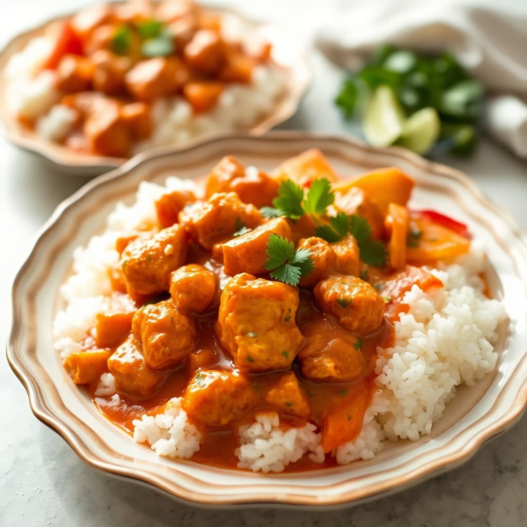 Fiery Thai Red Curry Chicken Rice Bowls
