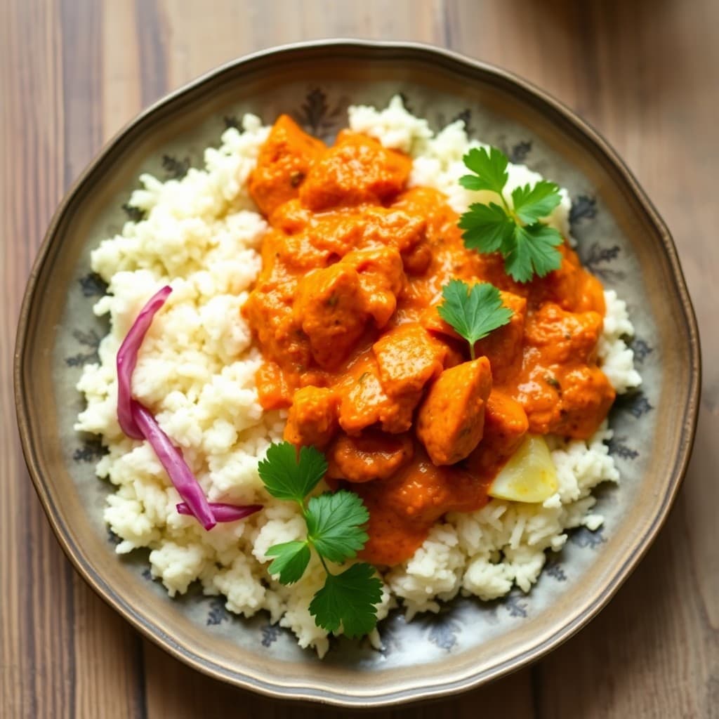Vibrant Indian Butter Chicken with Coconut Cauliflower Rice