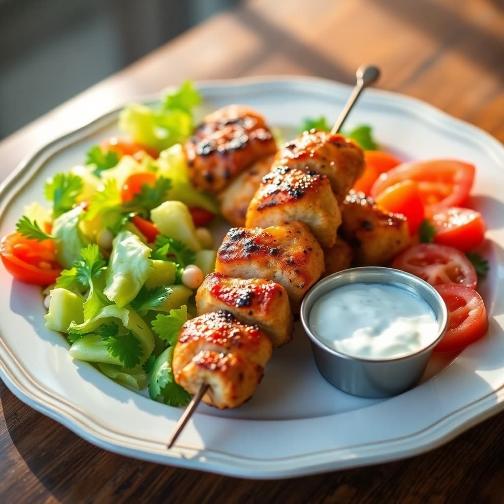Greek Chicken Souvlaki with Tzatziki Sauce