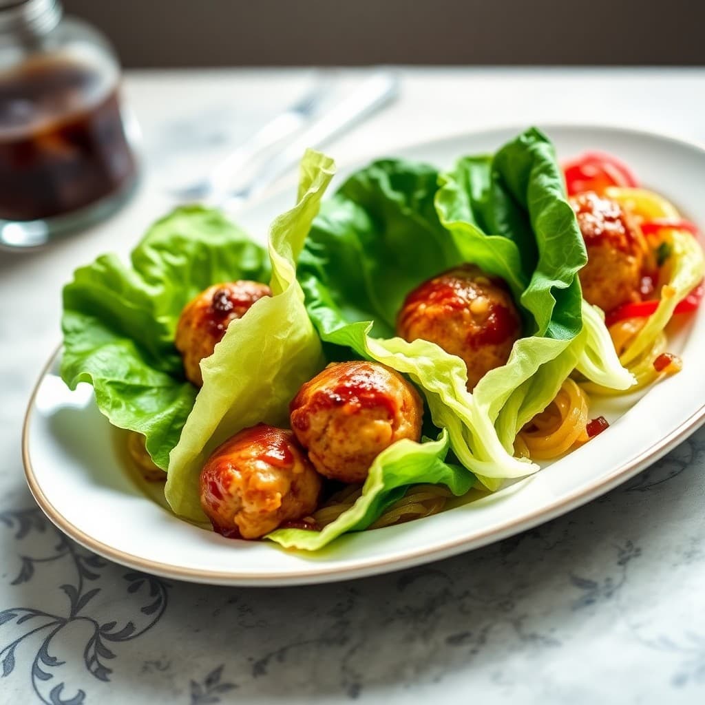 Teriyaki Chicken Meatball Lettuce Wraps