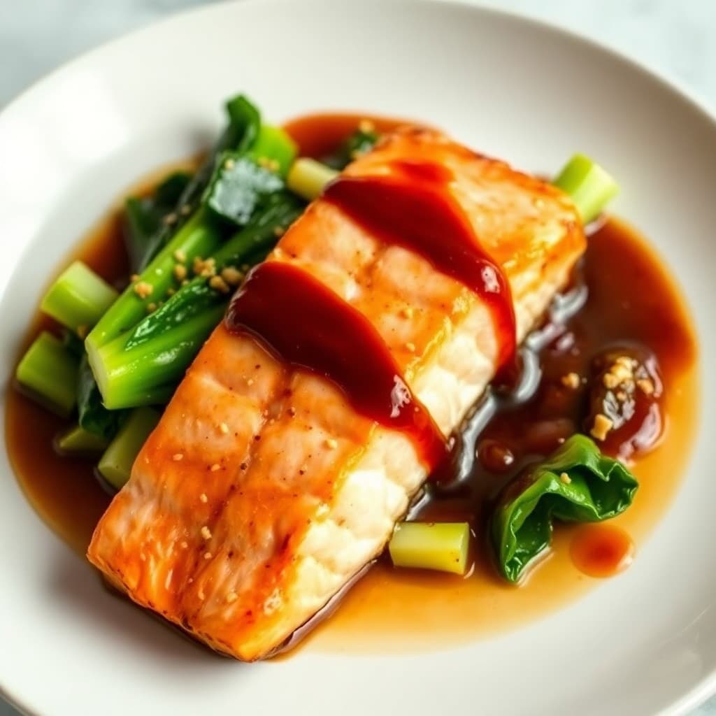 Seared Teriyaki Salmon with Garlic-Ginger Bok Choy