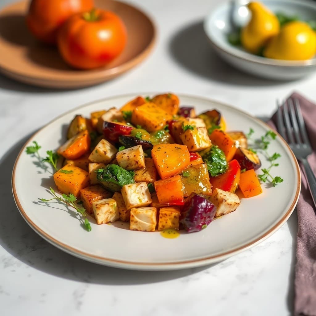 Roasted Autumn Vegetable Medley with Lemon-Herb Vinaigrette