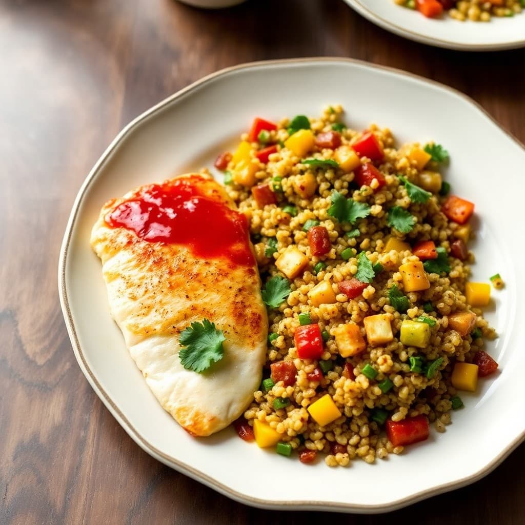 Seared Chili-Lime Tilapia with Roasted Vegetable Quinoa Salad