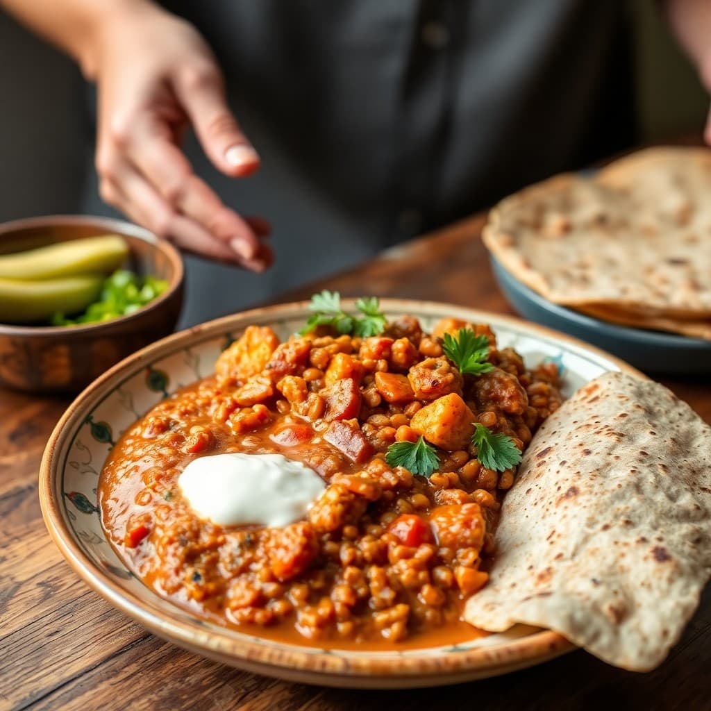 Ethiopian Misir Wat with Crispy Tempeh & Injera