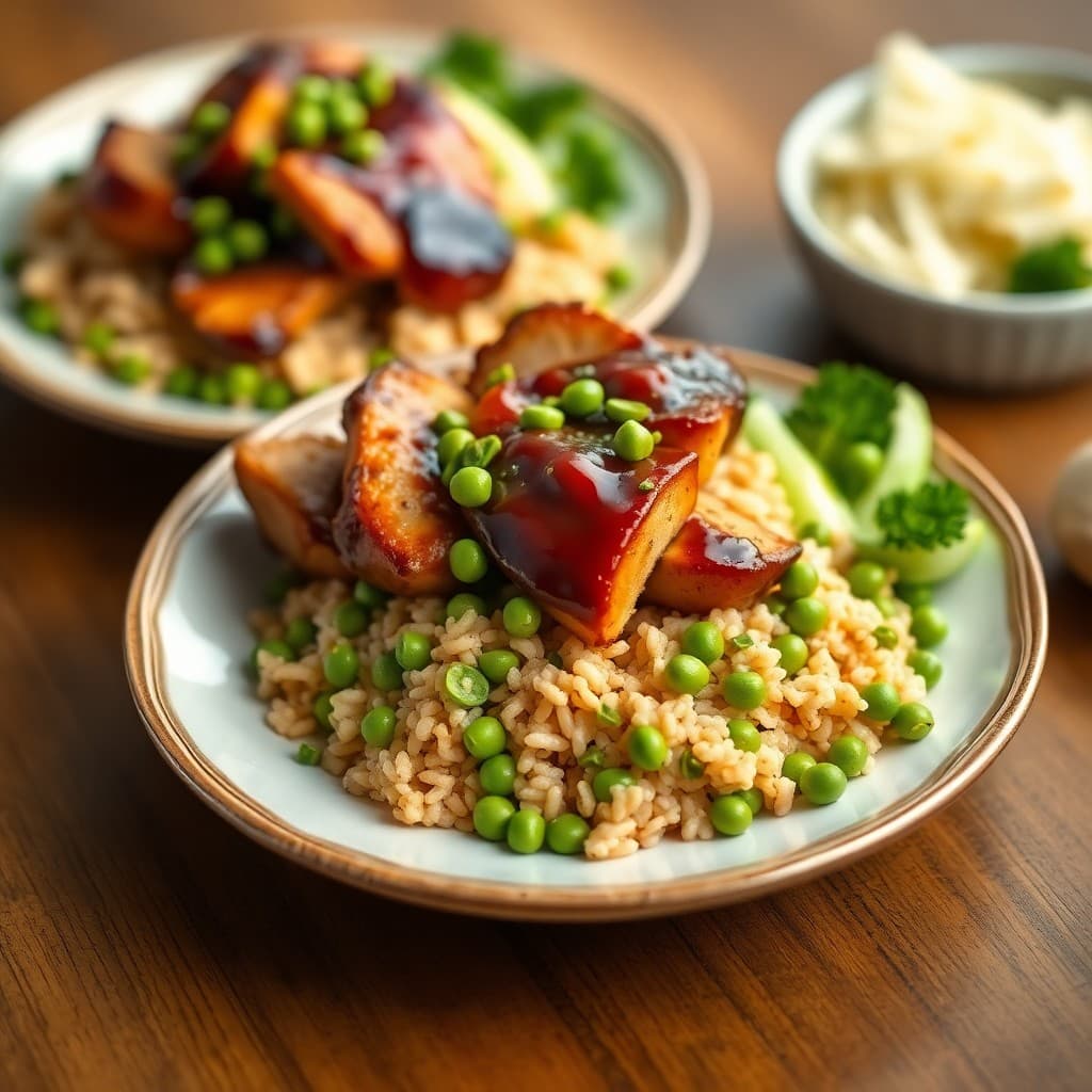 Teriyaki Pork Tenderloin Bowls with Edamame Fried Rice