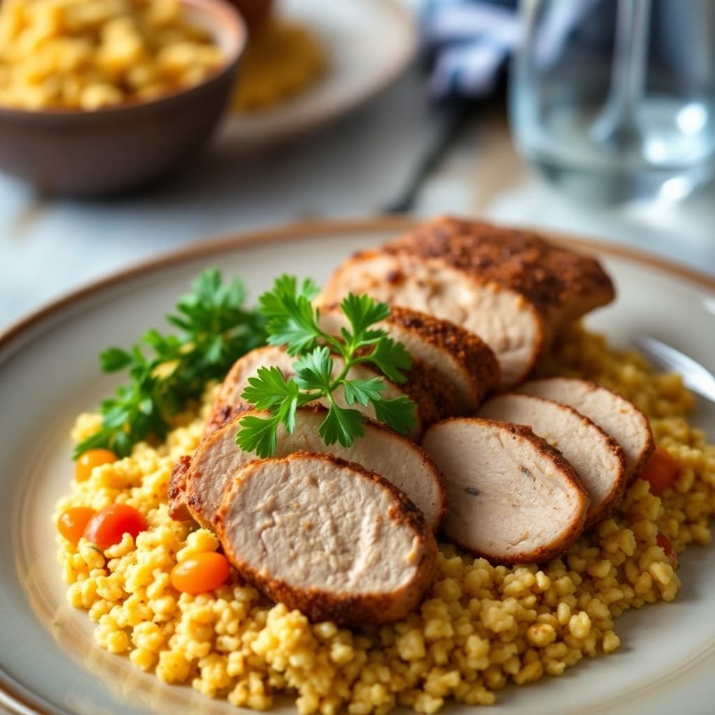 Moroccan Spiced Pork Tenderloin with Apricot Couscous