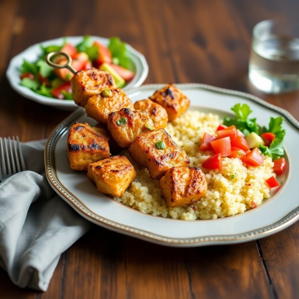 Zesty Moroccan Chicken Skewers with Saffron Couscous