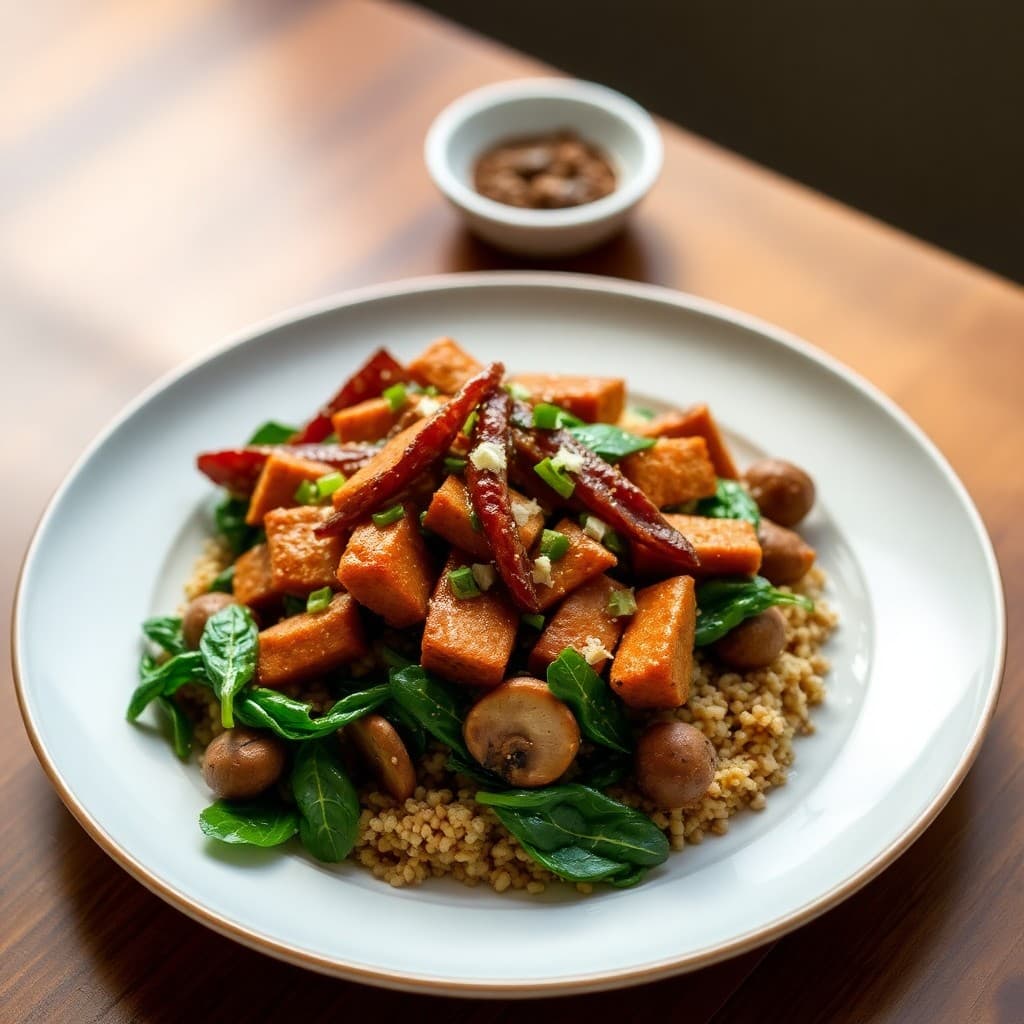 Korean-Inspired Gochujang Seitan Stir-Fry with Crispy Millet
