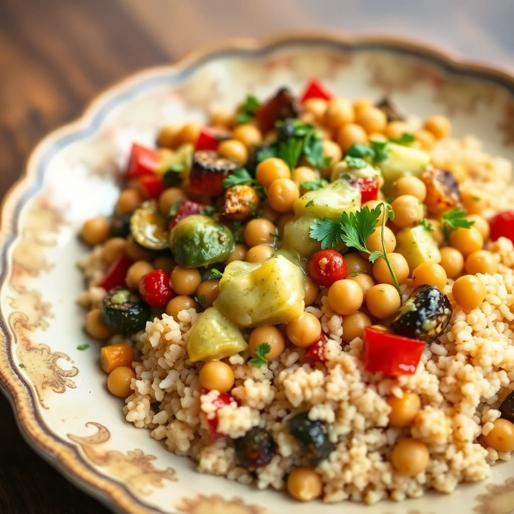 Mediterranean Roasted Vegetable and Chickpea Couscous