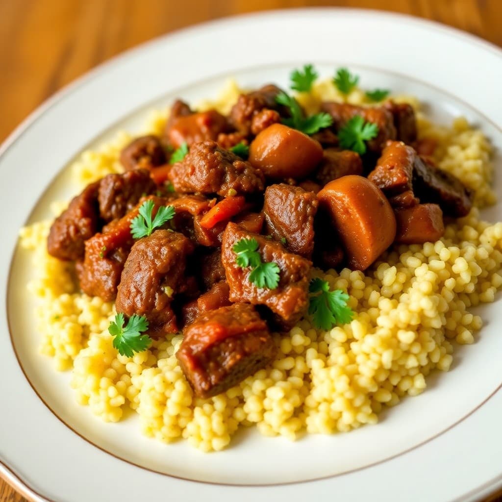 Moroccan Spiced Beef Tagine with Couscous
