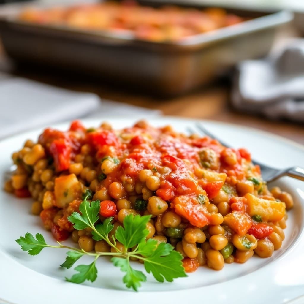 Zesty Baked Lentil and Vegetable Casserole