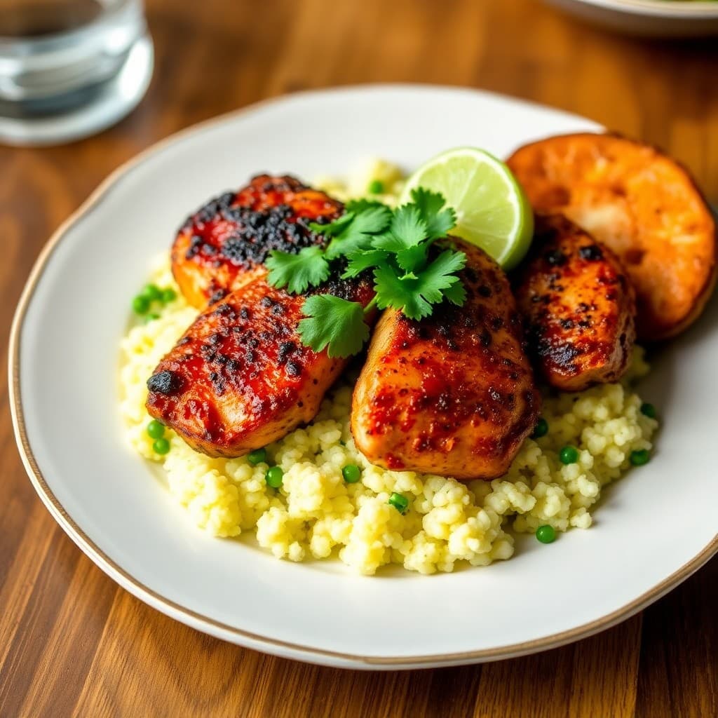 Seared Chicken Fajita Bowls with Cilantro-Lime Cauliflower Rice