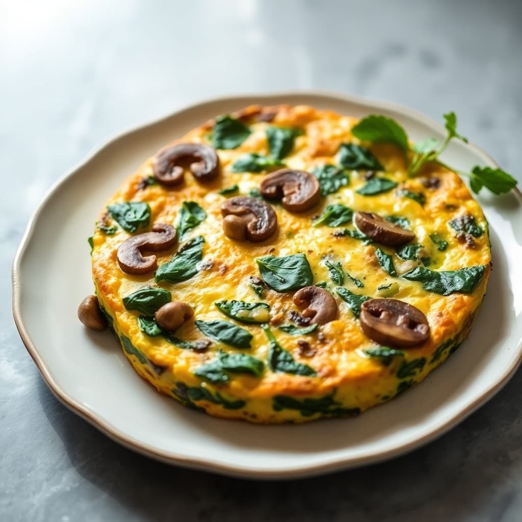 Keto Breakfast Frittata with Spinach and Mushrooms