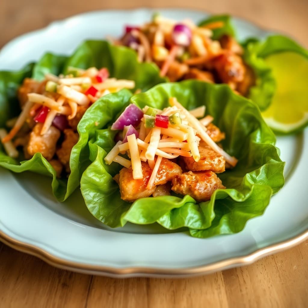 Teriyaki Chicken Lettuce Wraps with Pineapple Slaw
