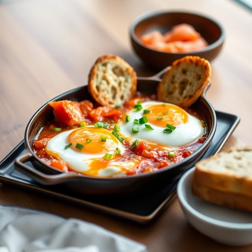 Korean Gochujang Breakfast Shakshuka with Crispy Smoked Salmon