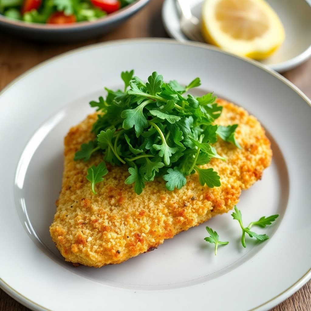 Parmesan-Crusted Chicken Milanese with Arugula Salad