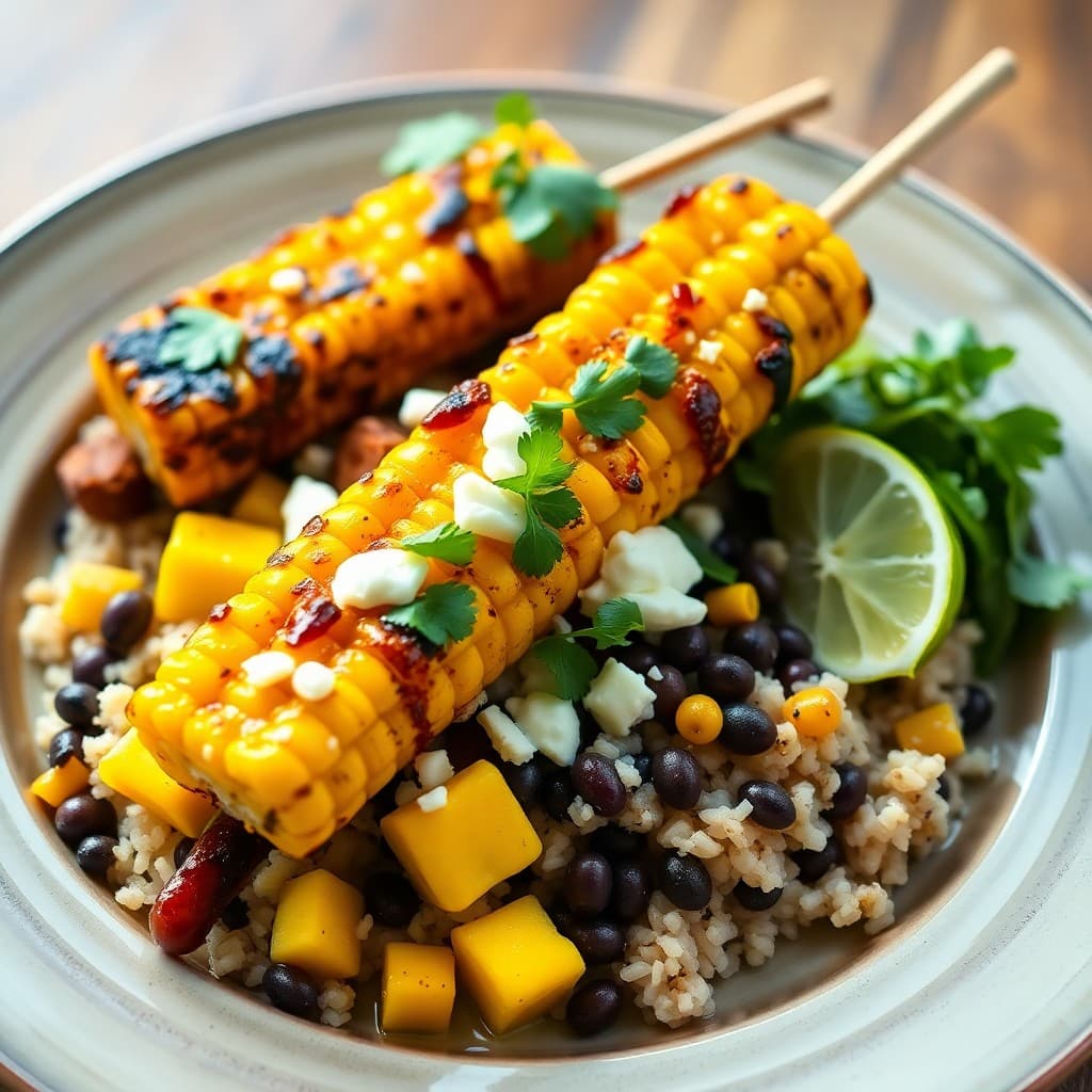 Mexican Street Corn & Chorizo Skillet with Black Bean Rice