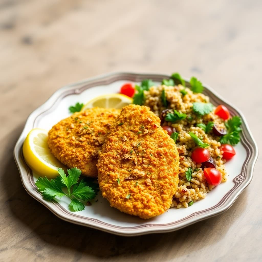 Lemon Herb Baked Chicken Tenders with Mediterranean Quinoa Salad