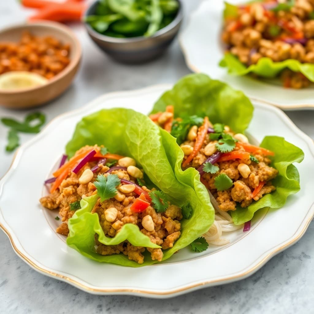 Zesty Thai-Style Pork Lettuce Wraps