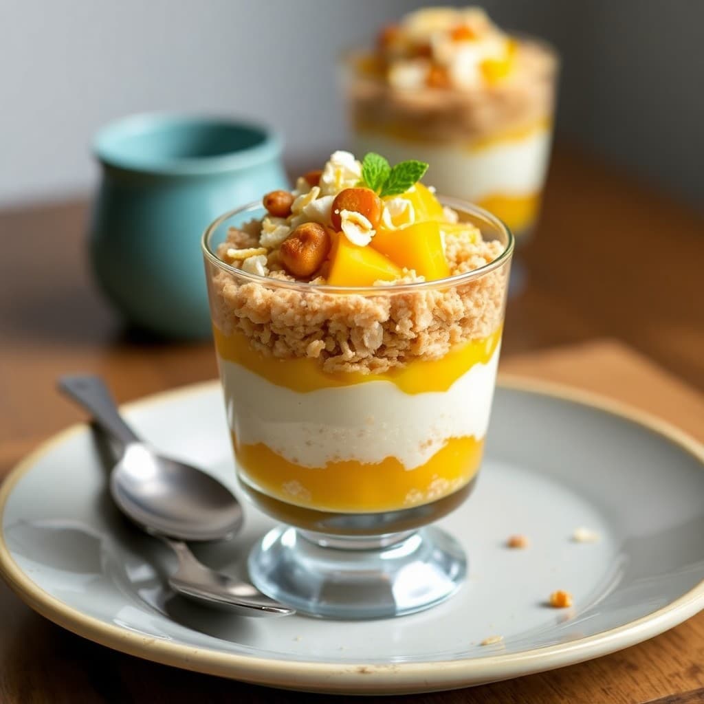 Thai Mango Sticky Rice Parfait with Toasted Coconut Crumble