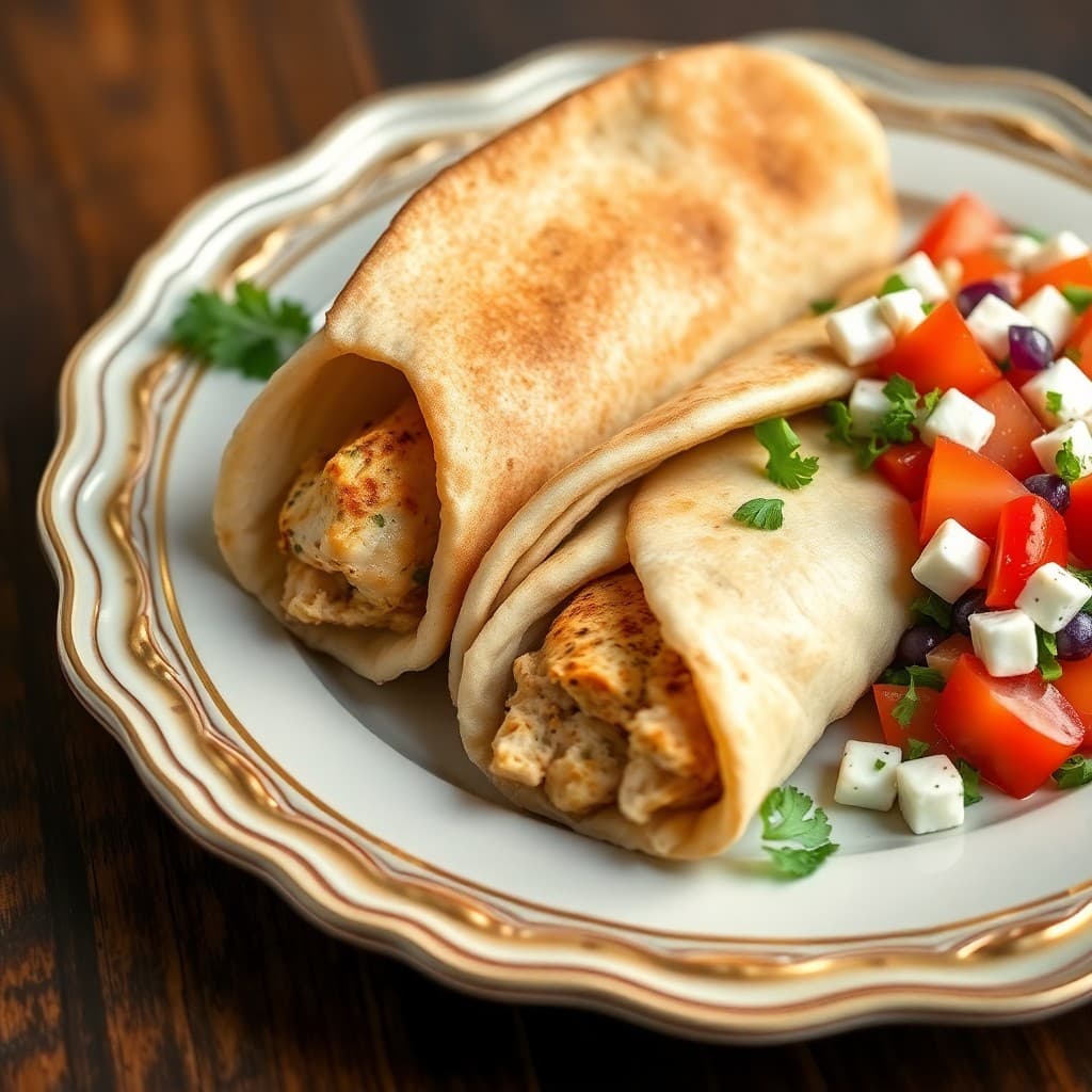 Lemon Herb Chicken Pitas with Greek Salad