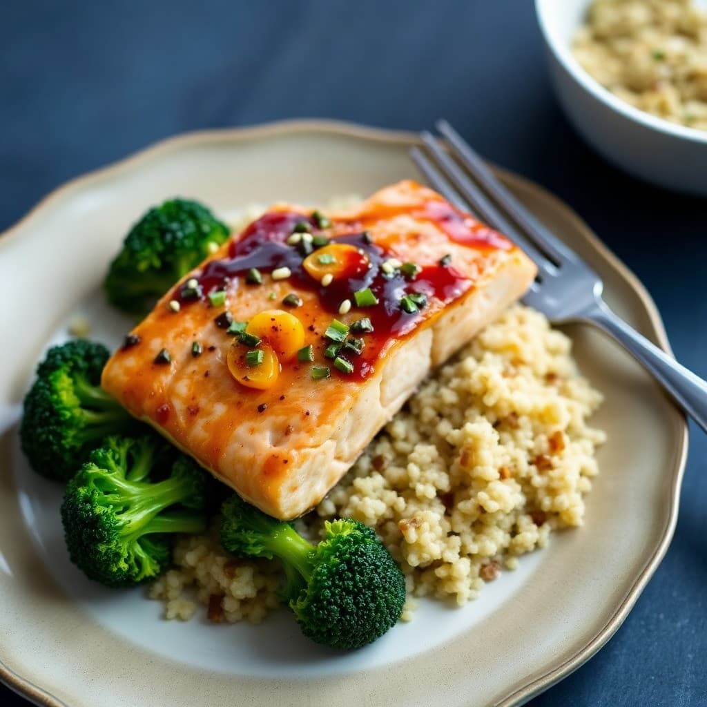 Miso-Glazed Salmon with Roasted Broccoli & Quinoa