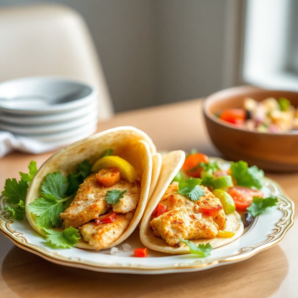Zesty Lemon Chicken Pitas with Mediterranean Salad