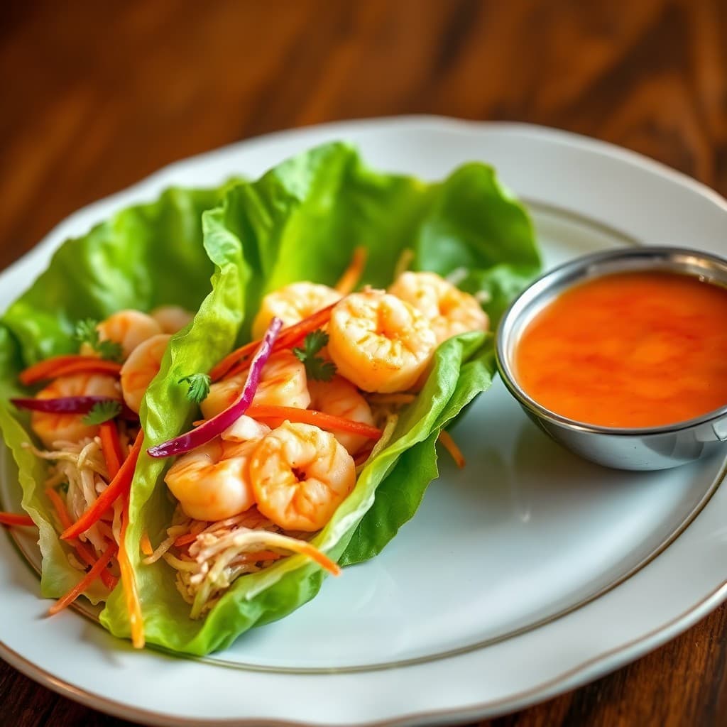 Vibrant Vietnamese-Inspired Shrimp Lettuce Wraps