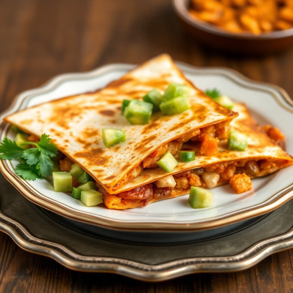 Spicy Chicken Quesadillas with Avocado Salsa