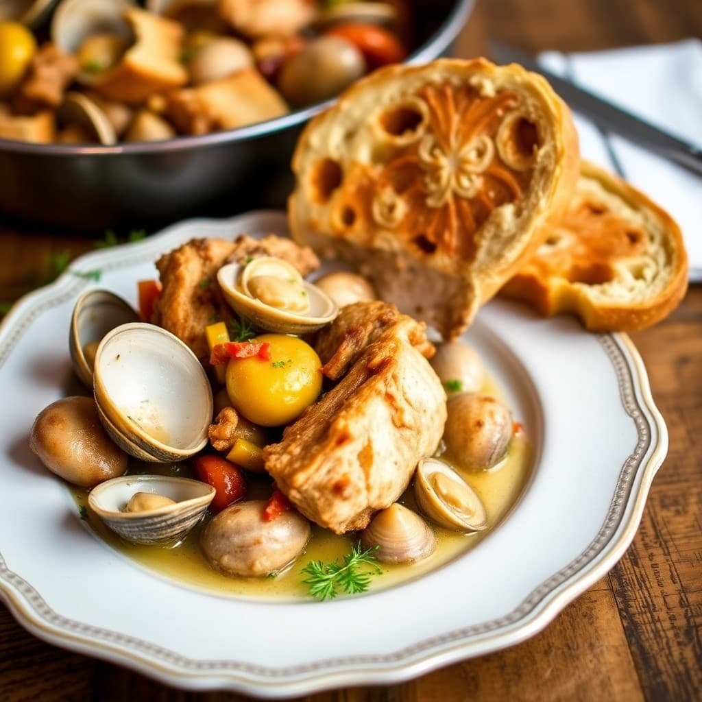 Portuguese Pork & Clam Cataplana with Crusty Bread